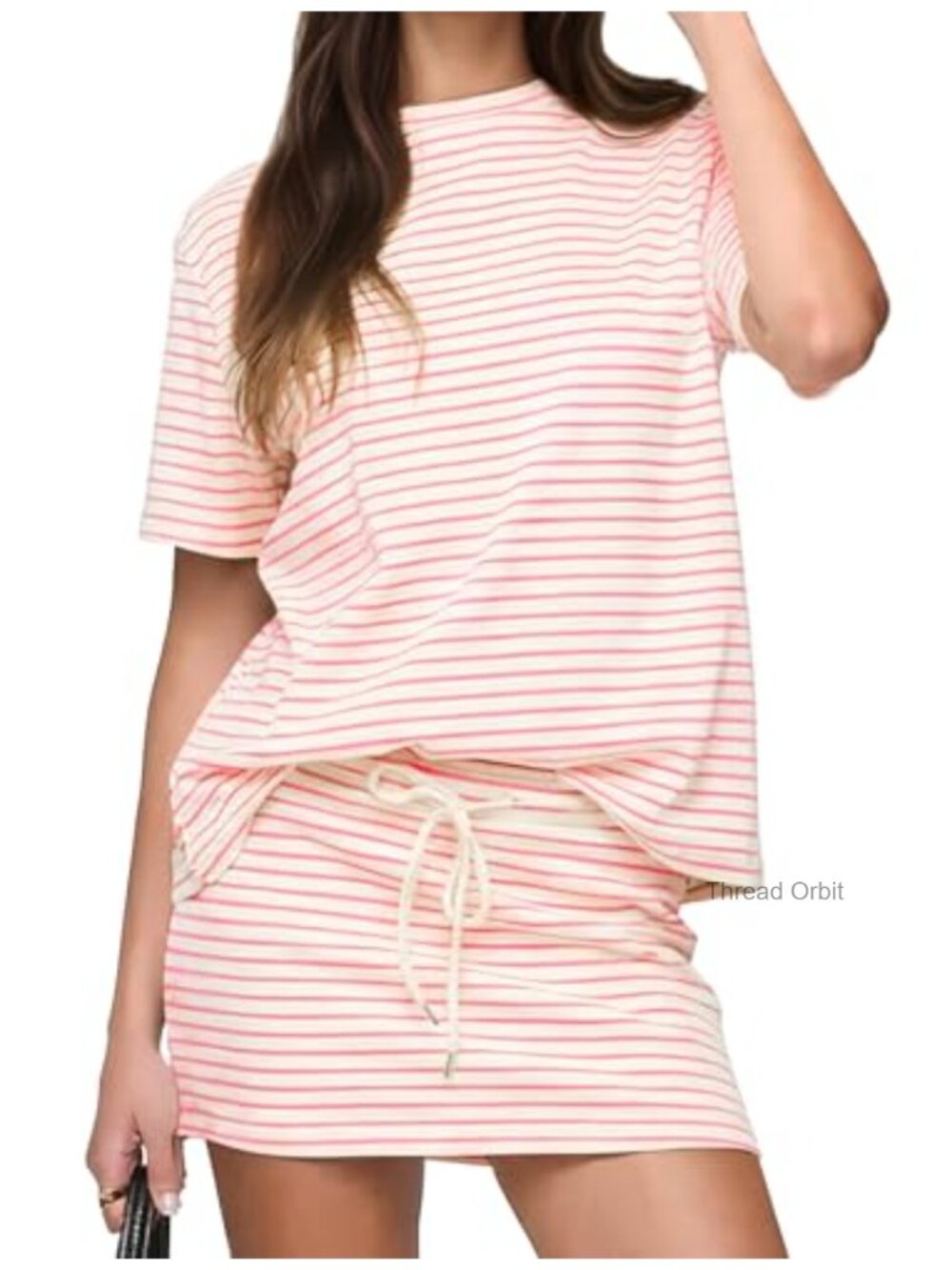 Women's 2 Piece Striped Skirt Set Short Sleeve Top